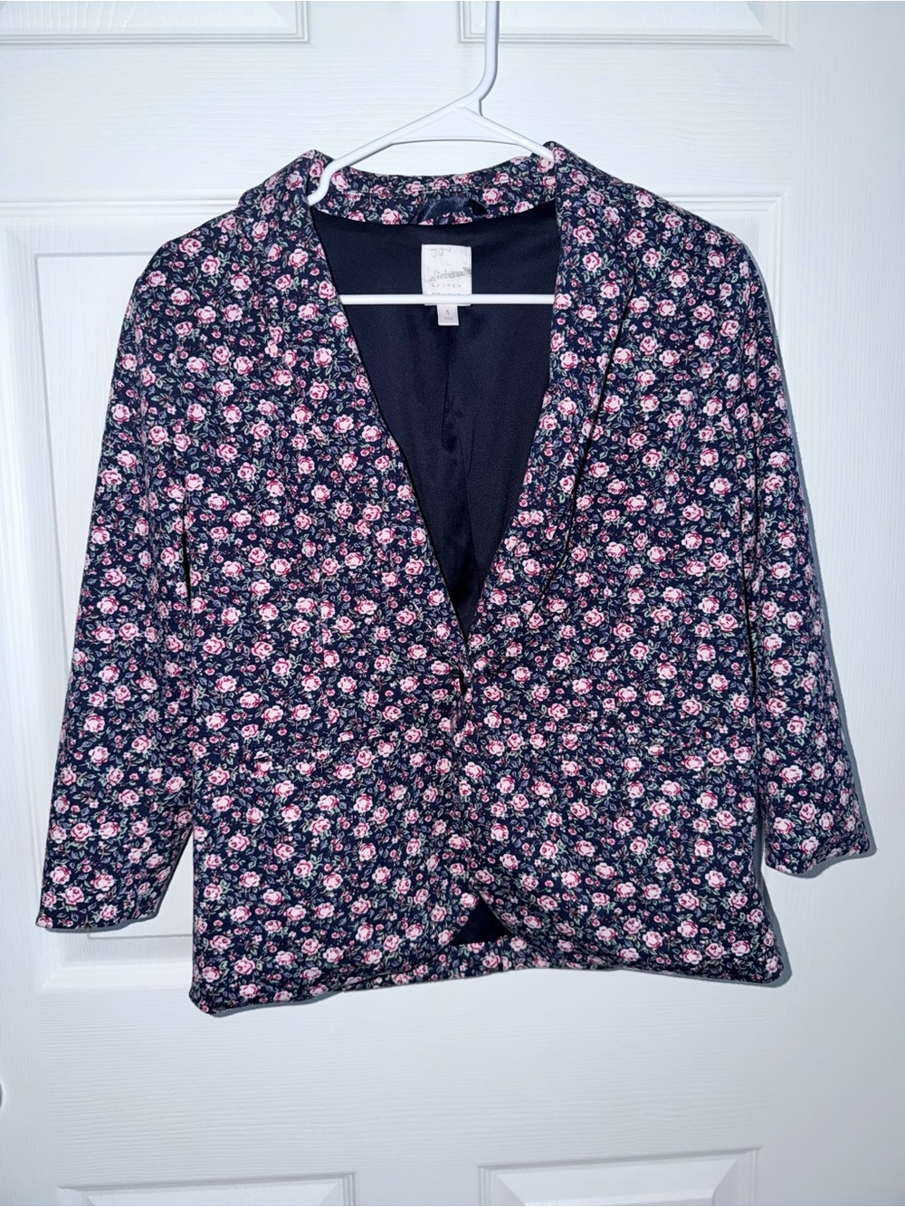 LC Lauren Conrad Navy Blazer with Pink Floral Print